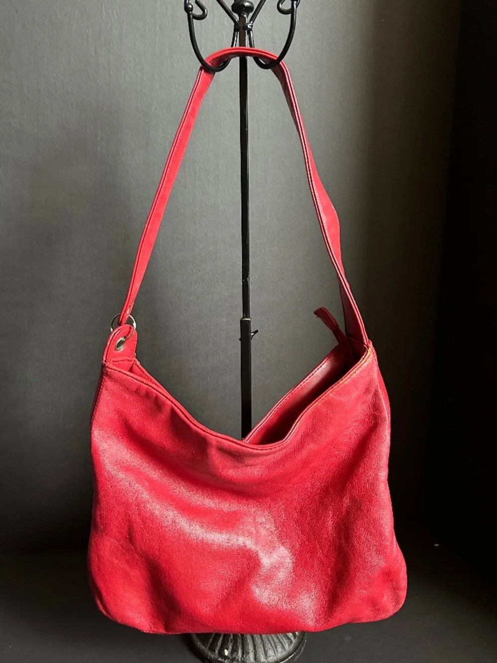 Marlo Genuine Leather Red Hobo Shoulder Bag | Soft Leather Zip Top Purse